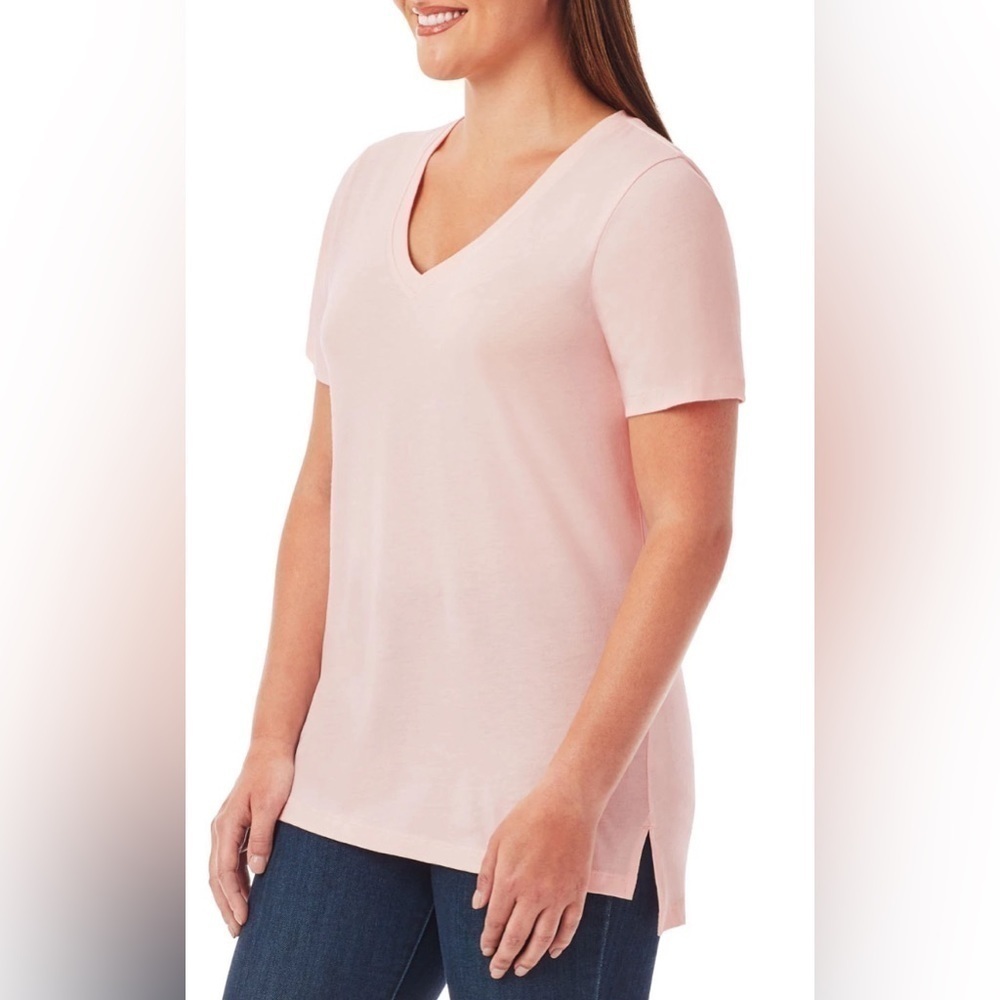 Member's Mark Ladies Short Sleeve V-Neck Tee Pink Quartz XXL NWT - Picture 2 of 5